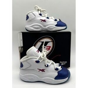 Reebok Question Mid Toddler Shoes White Blue GY8825 Infant Size 8‎ US Sneakers